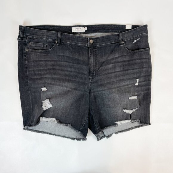 Torrid Denim Shorts Black Distressed Raw Hem 30 - Picture 1 of 7